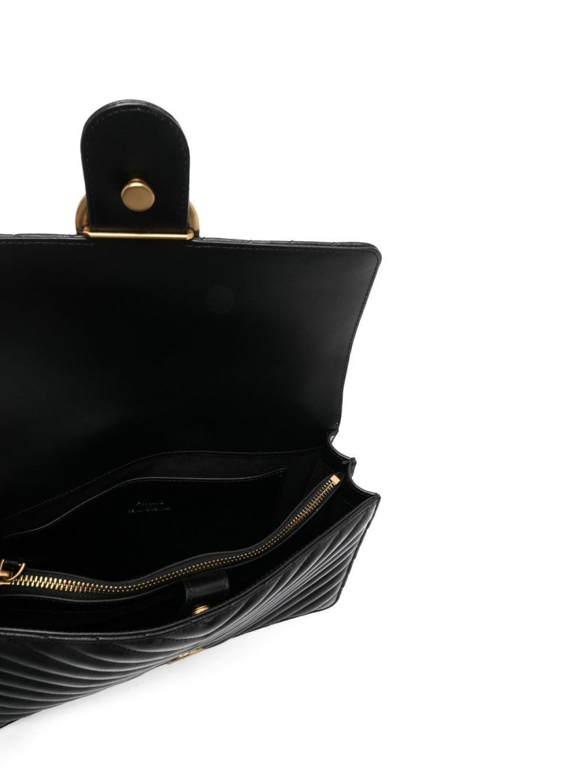 Pinko Chevron-Pattern Quilted Shoulder Bag With Gold-Tone Bird Clasp