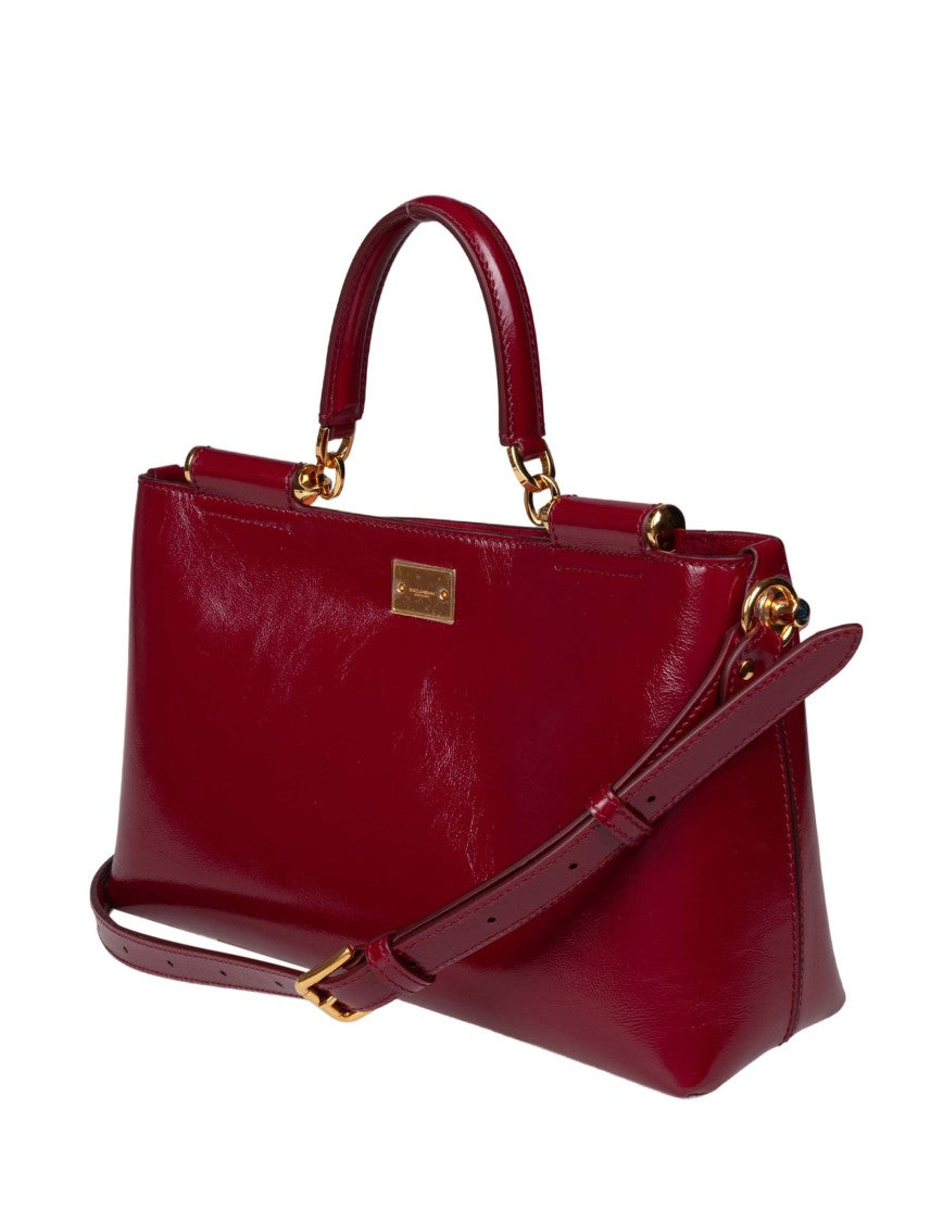 Dolce & Gabbana Vittoria Calfskin Handbag, Dark Red