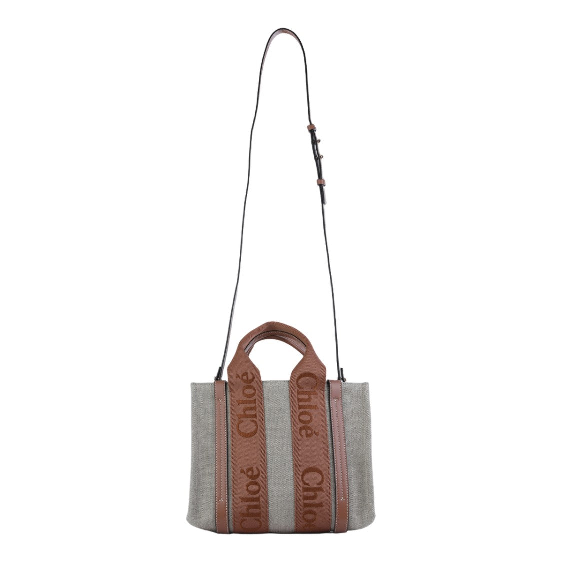 Chloé Textured Grey Tote Bag With Embroidered Straps