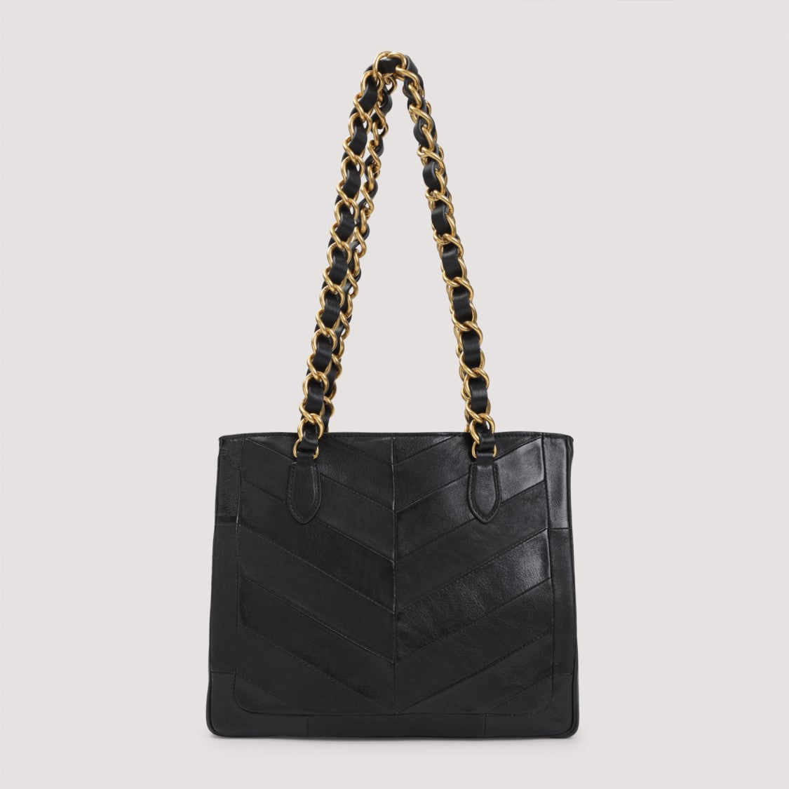 Valentino Garavani Chevron-Patterned Lambskin Shopper Bag With Dual Chain Handles