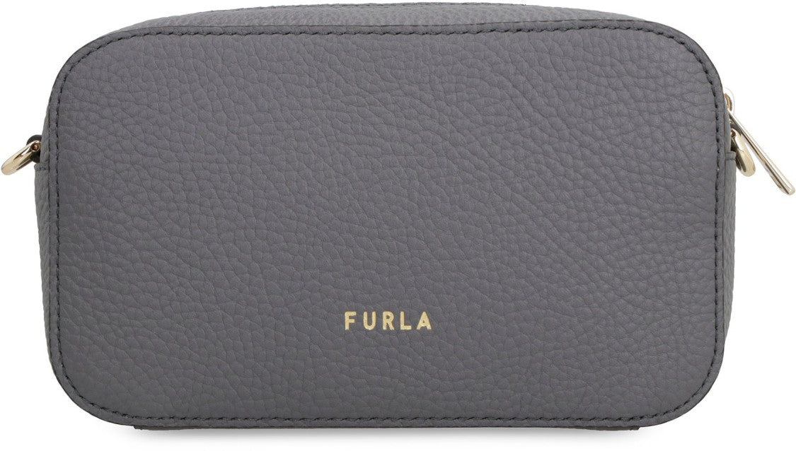 Furla Structured Black Leather Shoulder Bag
