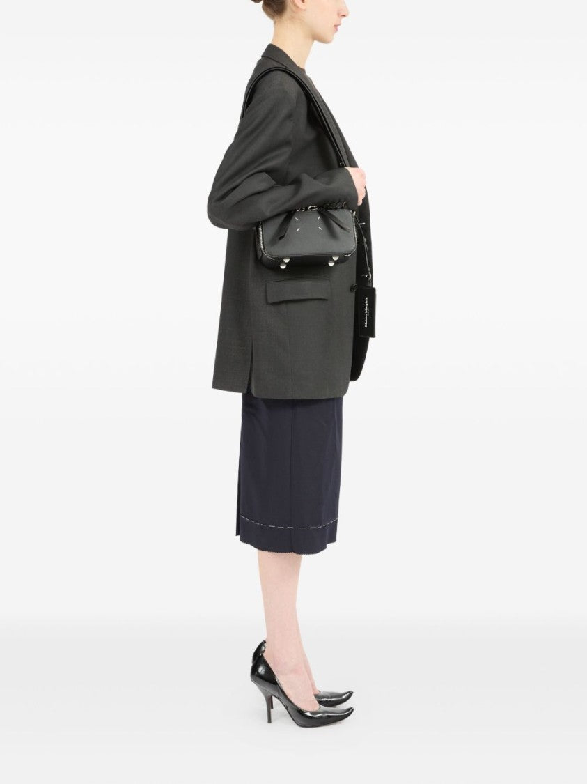 Maison Margiela Compact Black Shoulder Bag With Signature Four-Stitch Logo