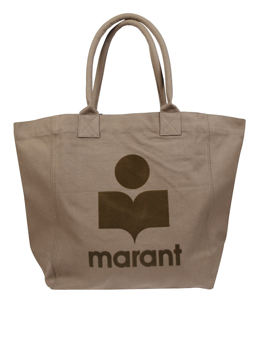 Isabel Marant Étoile Muted Beige Cotton Tote Bag With Bold Logo