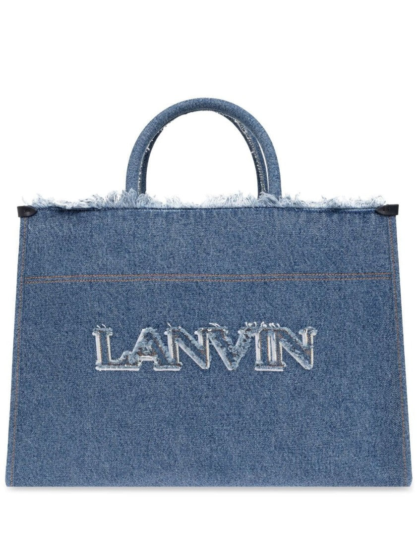 Lanvin Indigo Blue Washed Denim Tote Bag