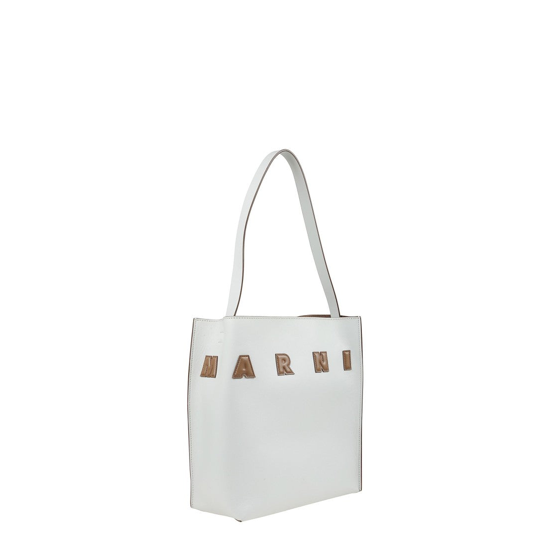 Marni White Leather Open-Top Bag