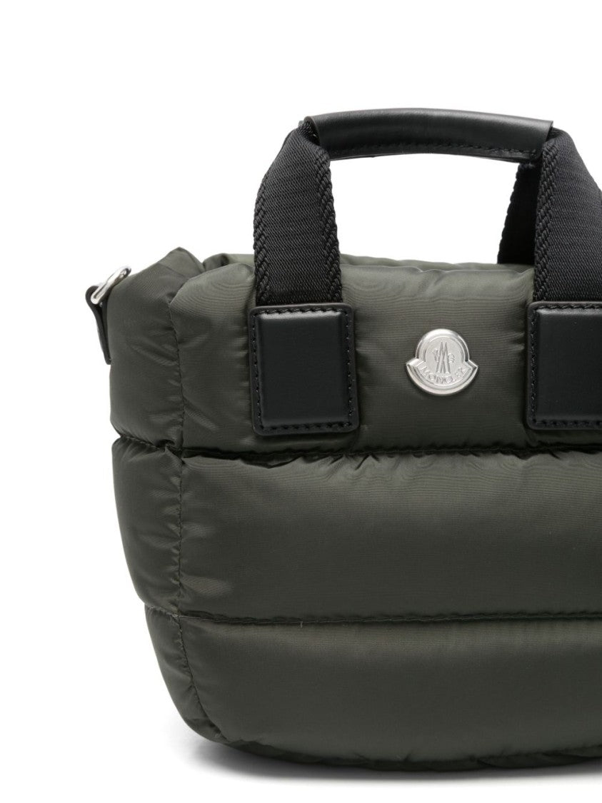 Moncler Quilted Khaki Handbag With Adjustable Shoulder Strap