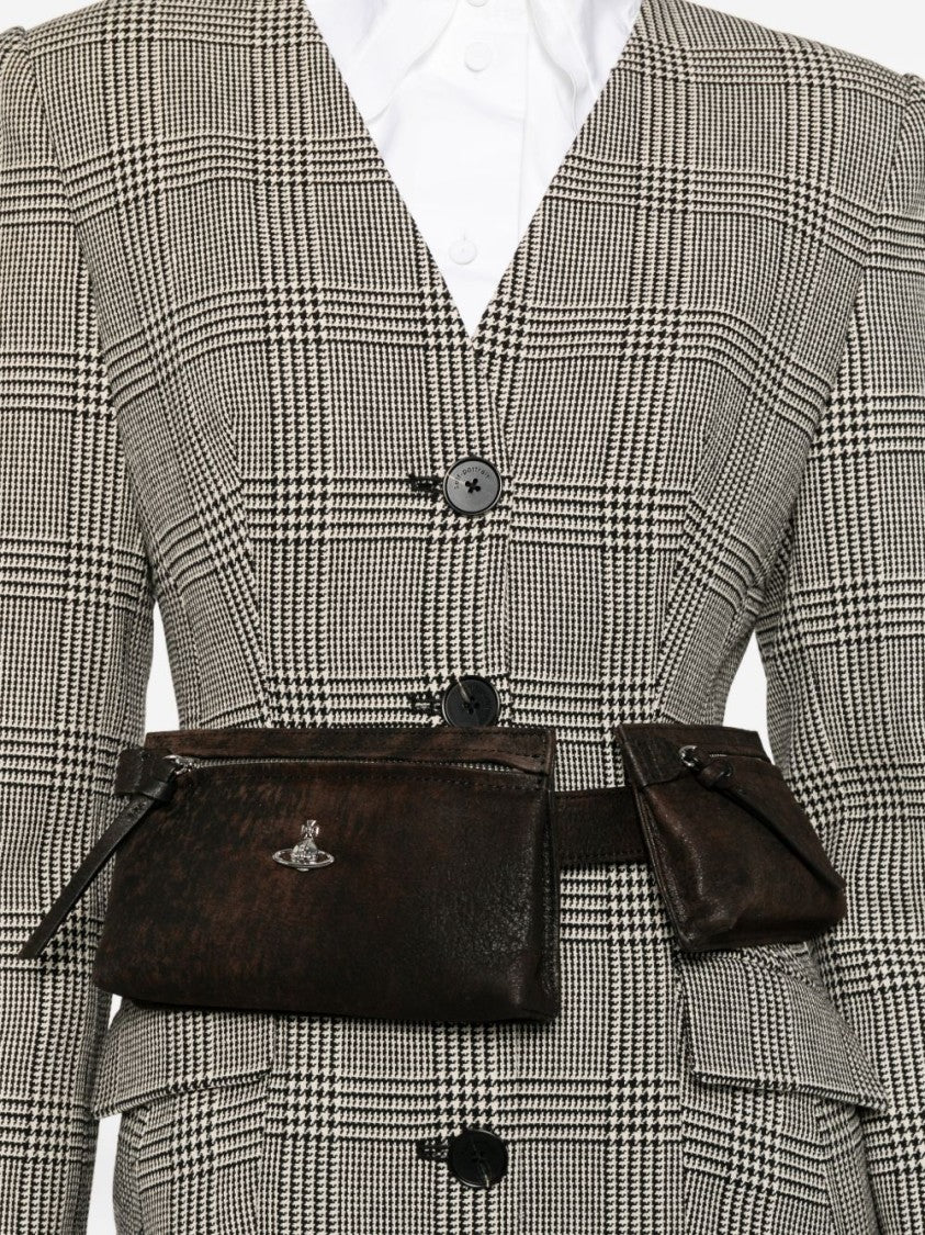 Vivienne Westwood Brown Logo Zip Bag