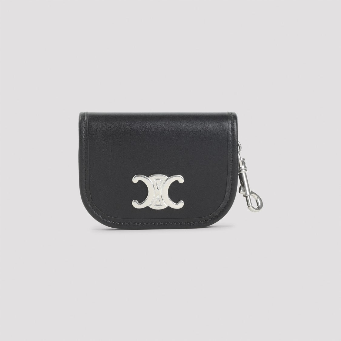 Celine Nano Besace Triomphe Keyring In Black Calf Leather