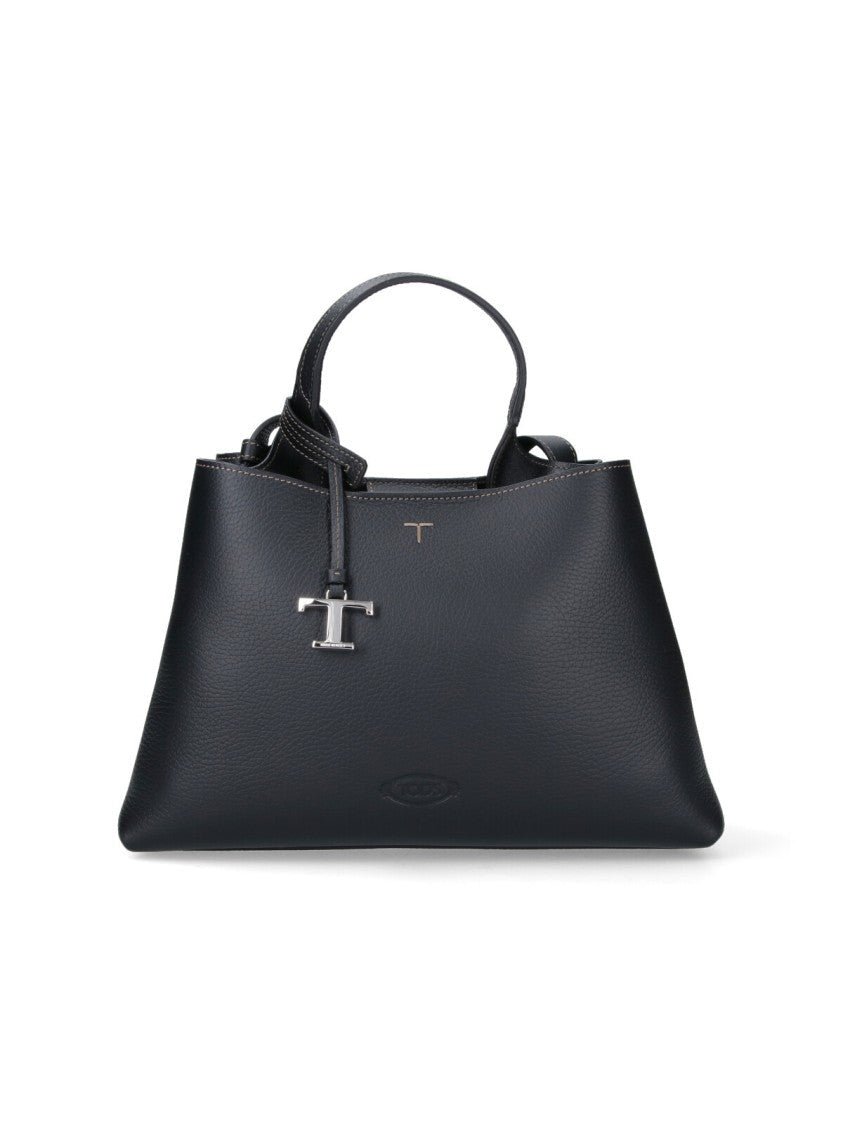 Tod's Minimalist Black Bag With Structured Silhouette And Smooth Texture