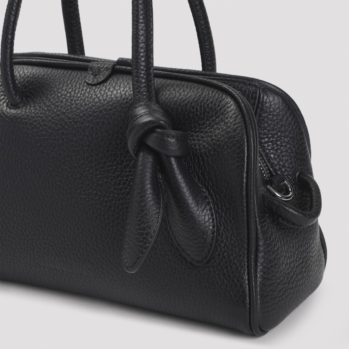 Jacquemus Black Grained Leather Handbag With Knot Detail