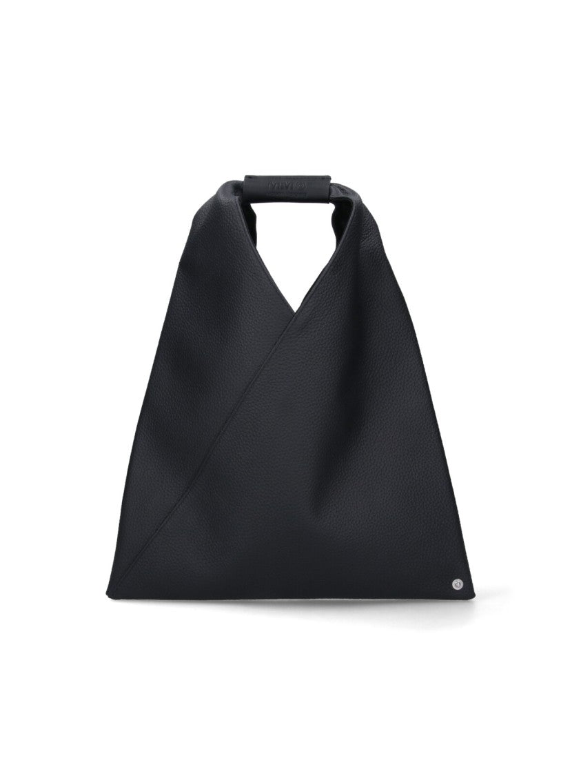 Mm6 By Maison Margiela Black Hammered Leather Small "Japanese" Handbag