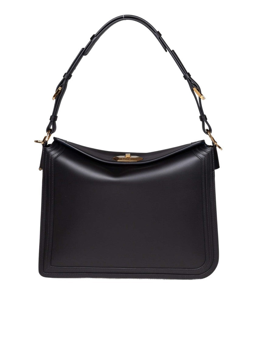 Lanvin Compagnon Leather Shoulder Bag, Black