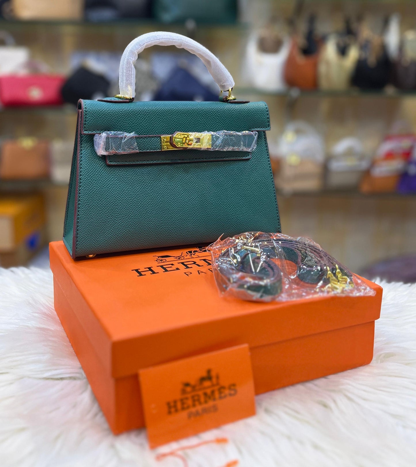 H-E-R-M-È-S Kelly 20 Mini – Elegant PU Leather Women Bag | Premium Quality (Green)