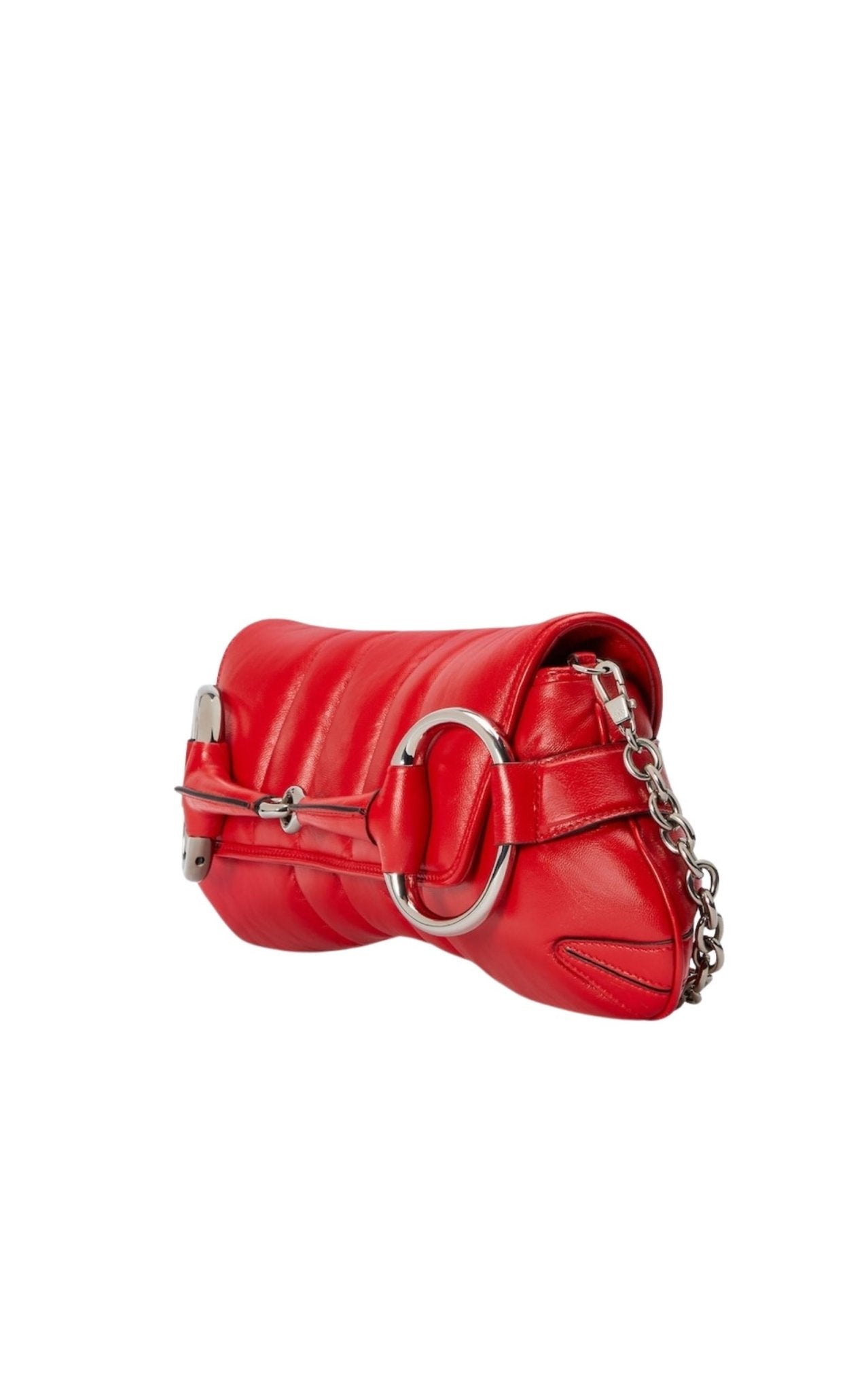 Red Horsebit Chain Medium Shoulder Bag