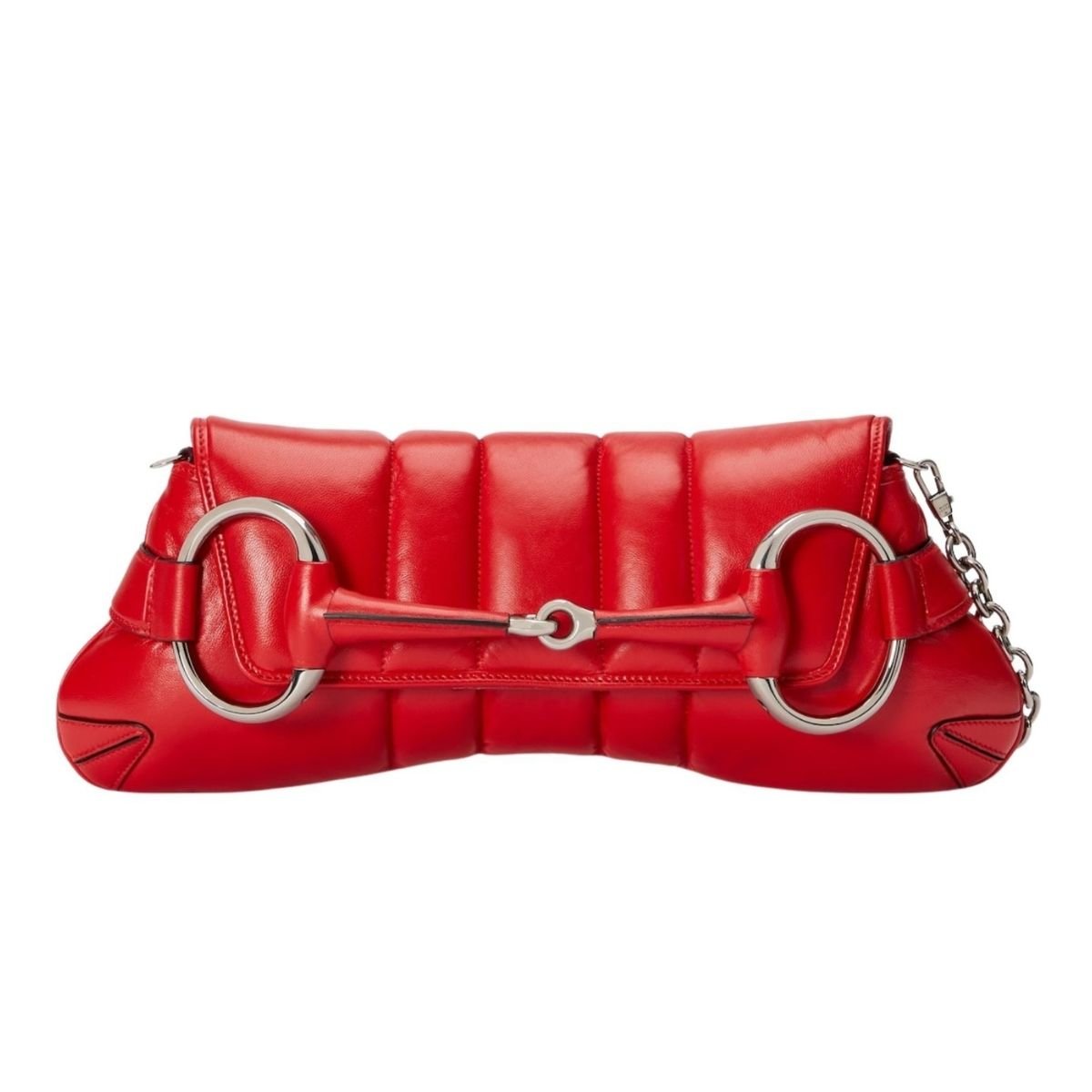 Red Horsebit Chain Medium Shoulder Bag