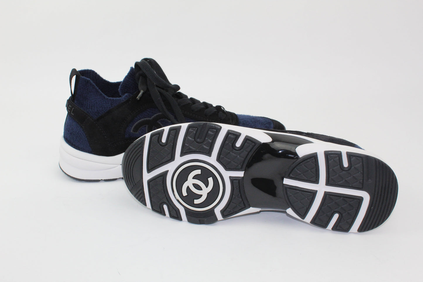 Chanel Fabric & Suede Calfskin Blue & Black