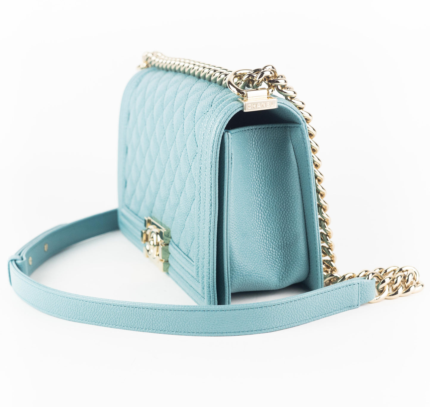 Chanel Medium Caviar Boy Bag blue