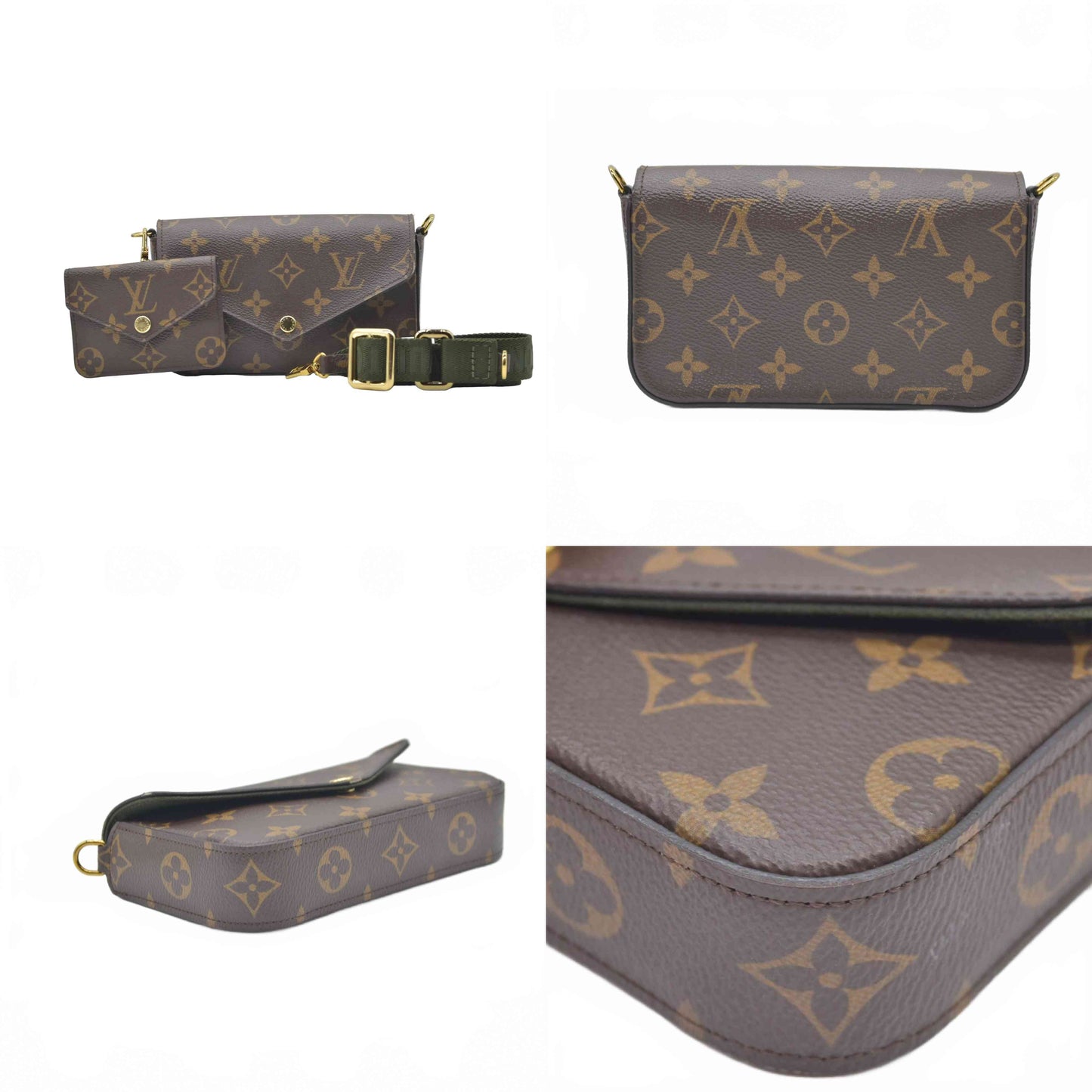 $1760 Louis Vuitton  Monogram Felicie Strap & Go Kaki
