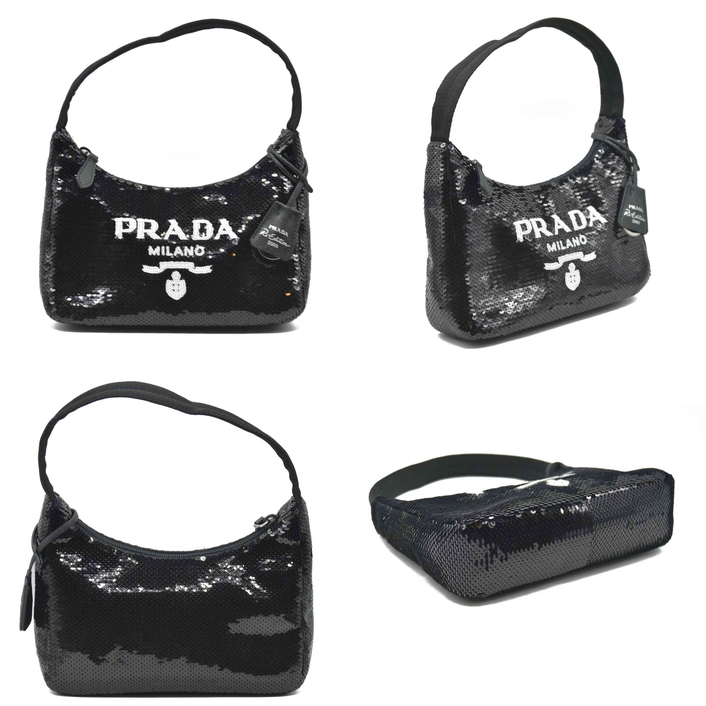 $2300 Prada Re-Edition 2000 Hobo Sequins Mini