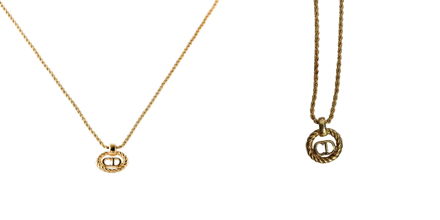 $410 Dior Vintage 'CD' Pendant Necklace