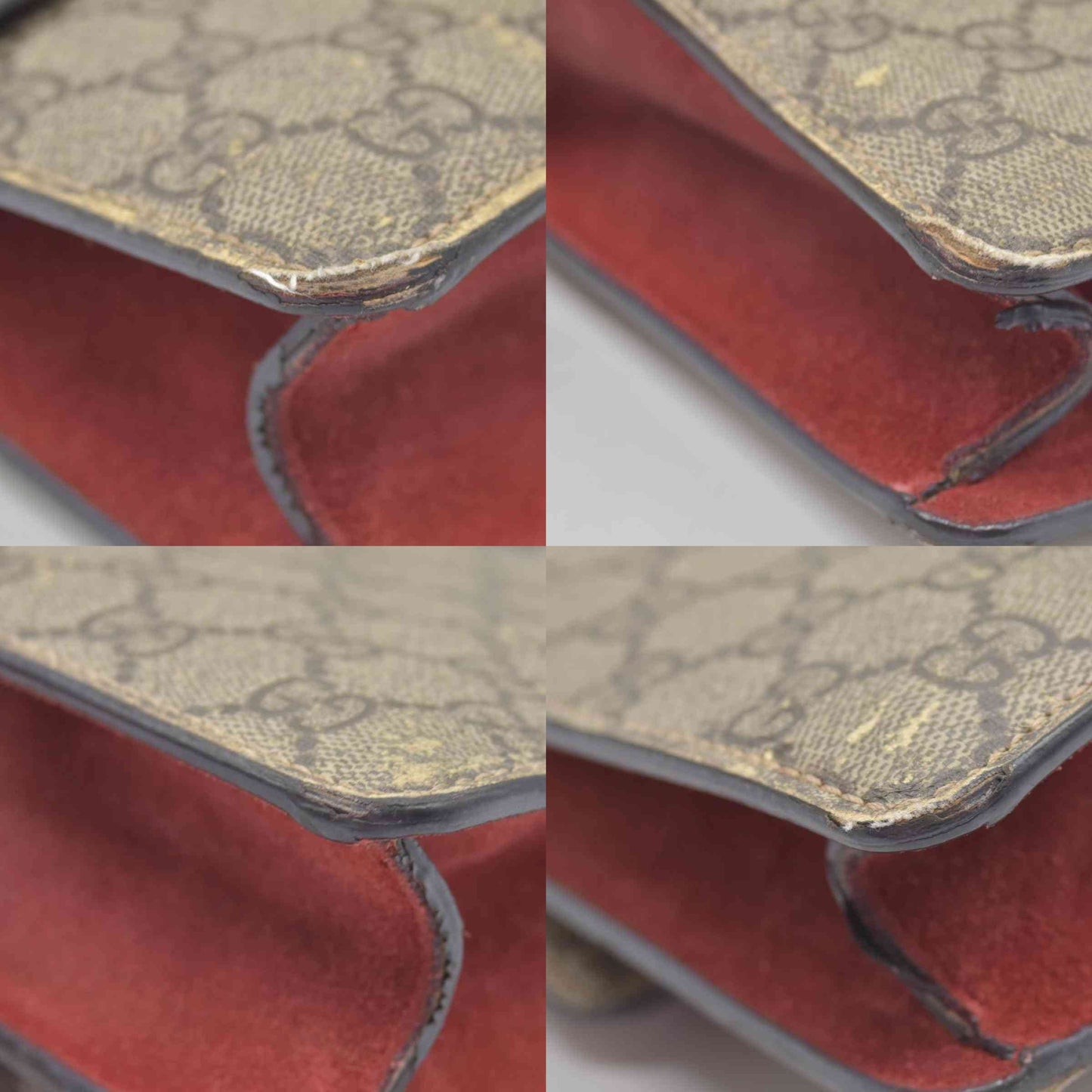 $2600 Gucci GG Supreme Monogram Suede Cudu Medium Dionysus Shoulder Bag Beige Ebony Vulcanic Red