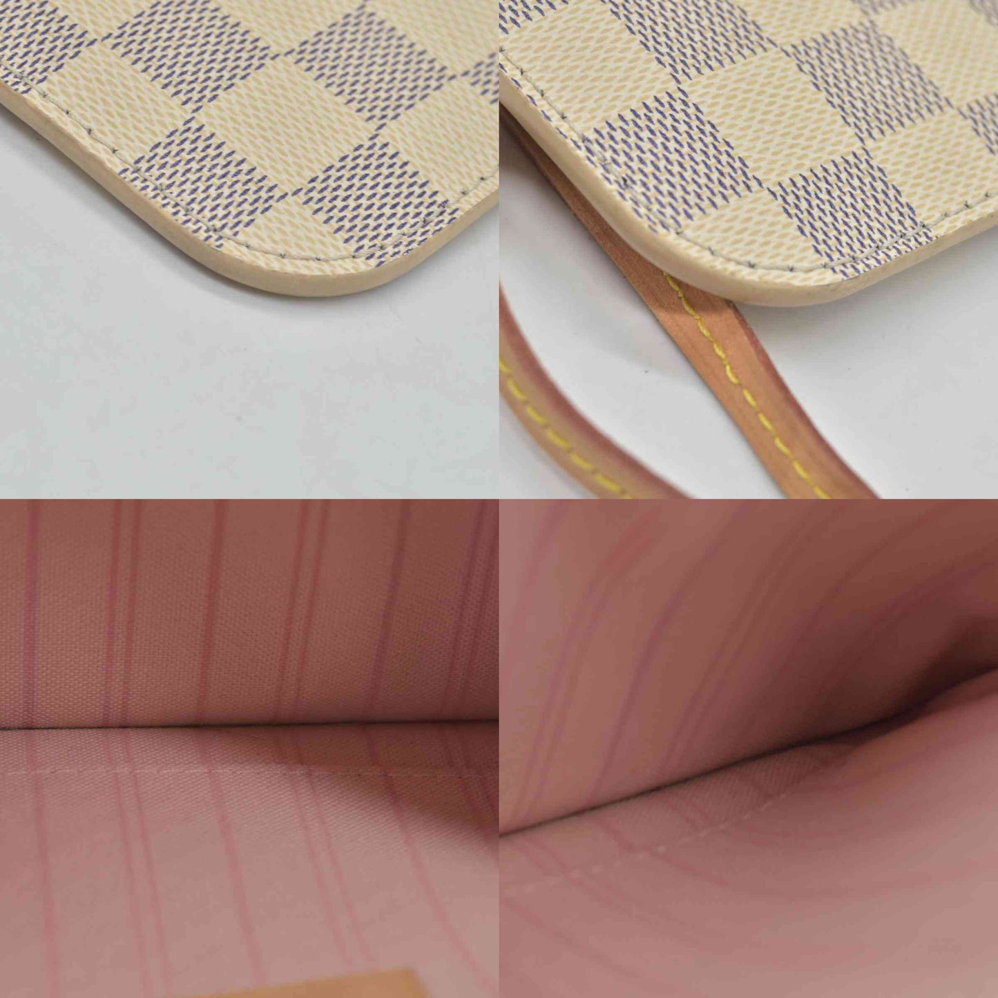 $600 Louis Vuitton Damier Azur Neverfull MM GM Pochette Rose Ballerine