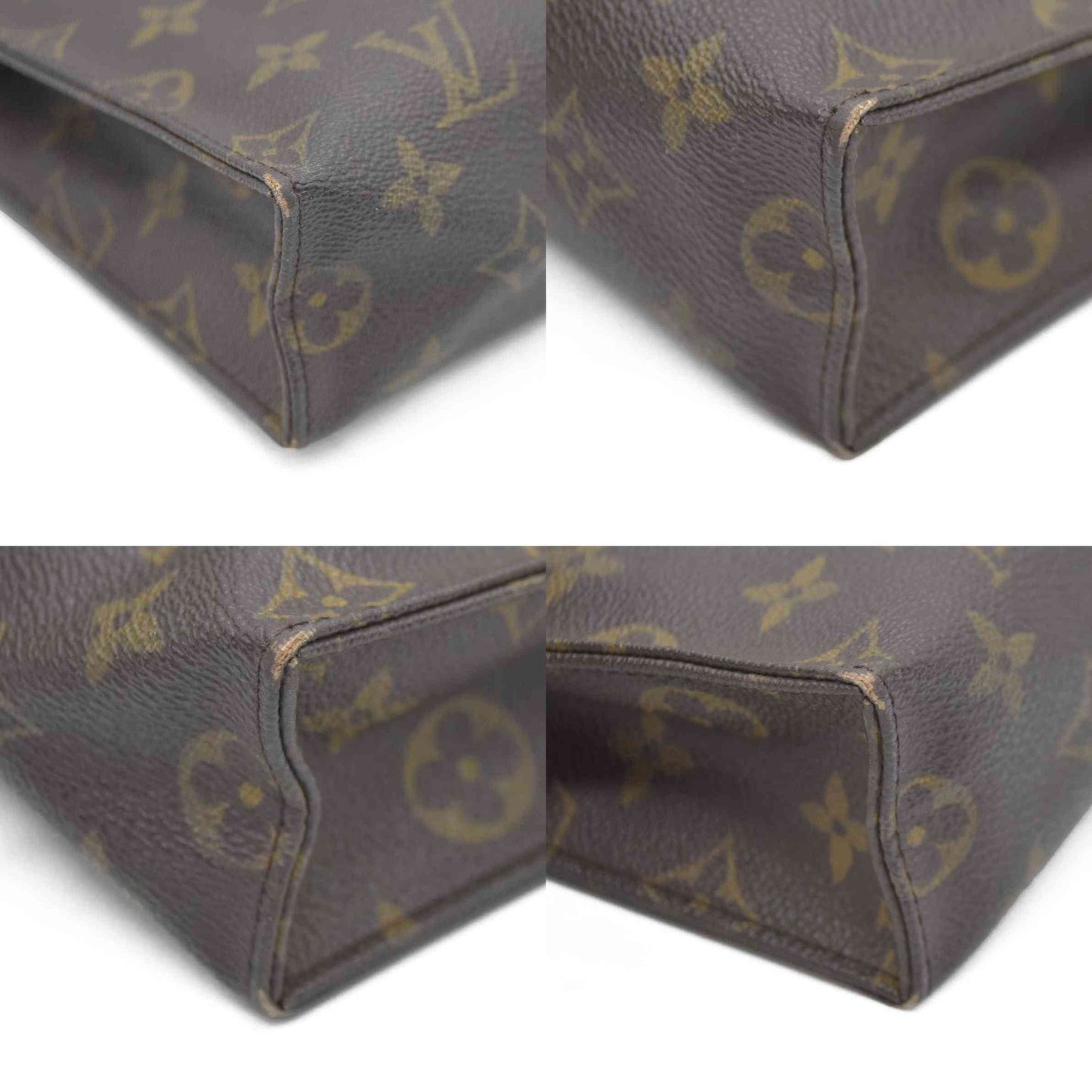 AUCTION $1050 Louis Vuitton Monogram Poche Toilette 26 Cosmetics Pouch Purse Brown 882TH