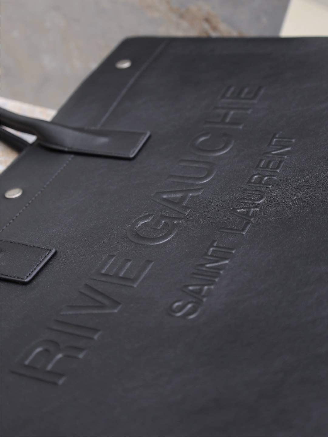 YSL 25S RIVE GAUCHE LARGE TOTE BAG 48 IN BLACK CALFSKIN