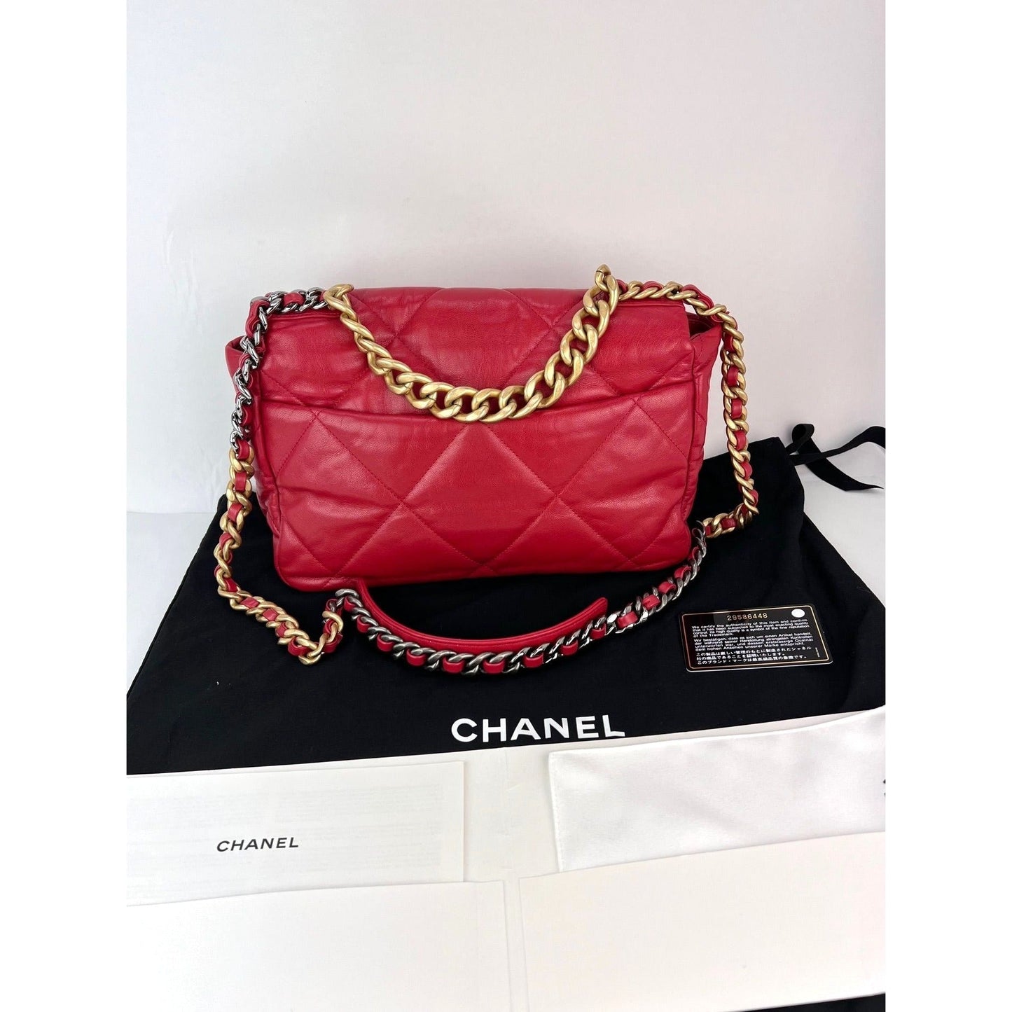 Chanel 19 Large Quilted Goatskin Red Flap Bag