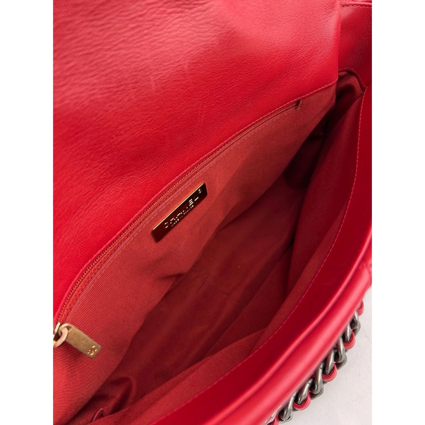 Chanel 19 Large Quilted Goatskin Red Flap Bag