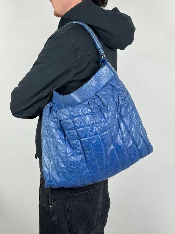 Jil Sander Blue Leather Handle Bag