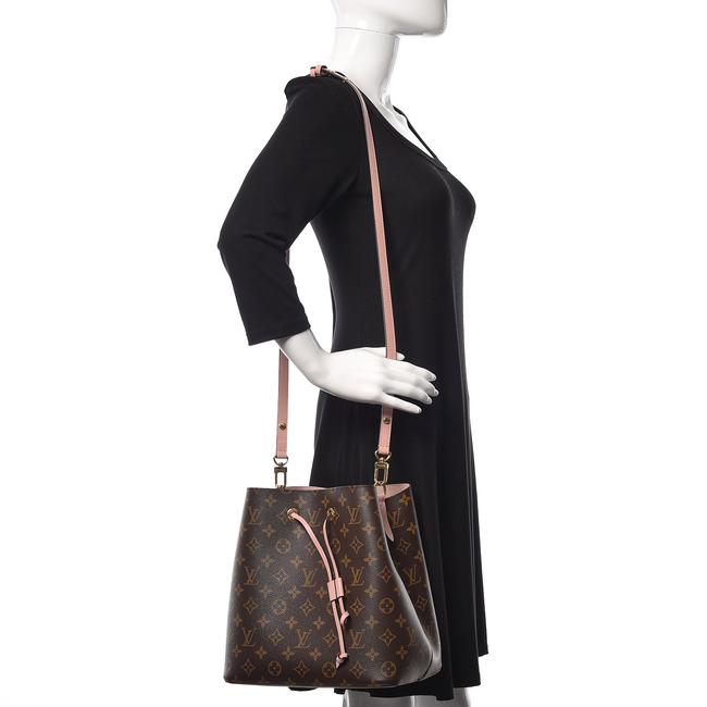 Louis Vuitton Neonoe Mm Rose Poudre Brown Monogram Canvas Shoulder Bag