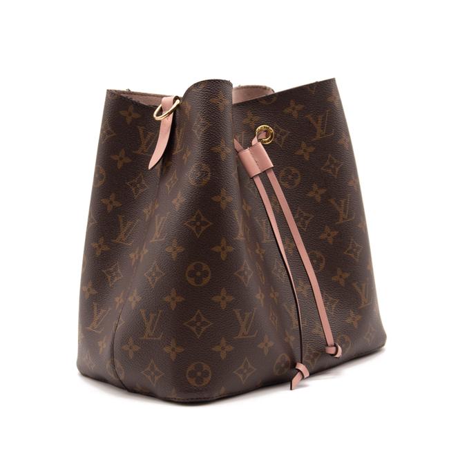 Louis Vuitton Neonoe Mm Rose Poudre Brown Monogram Canvas Shoulder Bag