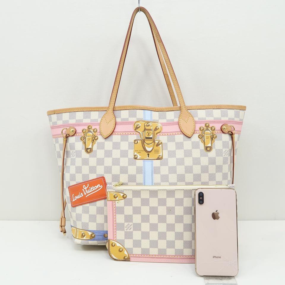 Louis Vuitton Neverfull W Mm Trunk White Damier Azur Canvas Shoulder Bag