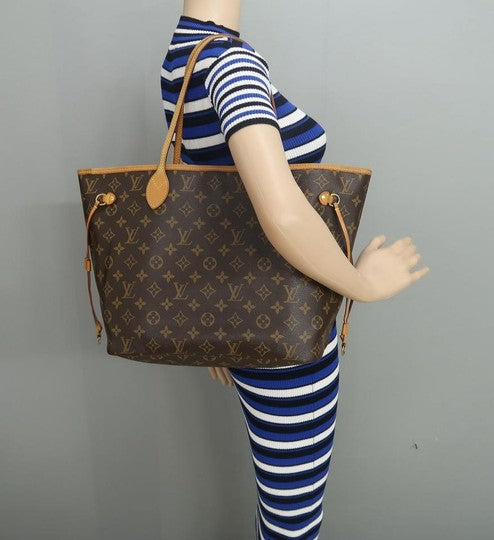 Louis Vuitton Neverfull Mm Tote Piment Orange with Pouch Brown Monogram Canvas Shoulder Bag