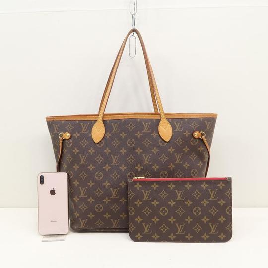 Louis Vuitton Neverfull Neo Mm Cerise with Pouch Brown Monogram Canvas Shoulder Bag