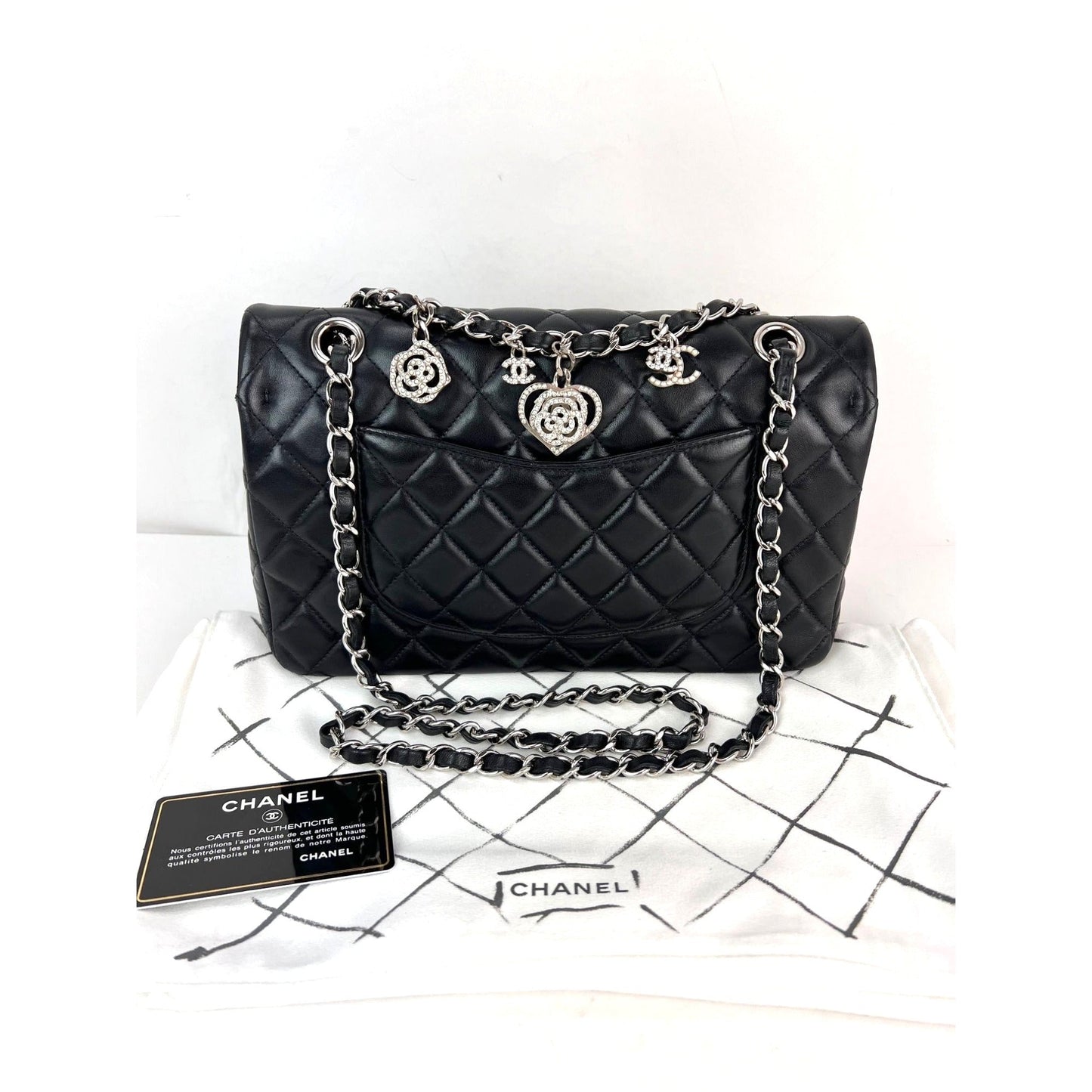 Chanel Valentine Crystal Hearts Lambskin Medium Flap Bag