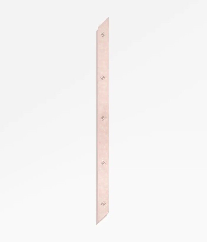 Chanel Spring-Summer 2025 Pre-collection 25P Silk Twill Scarf in Pink w/ Pearl Accents