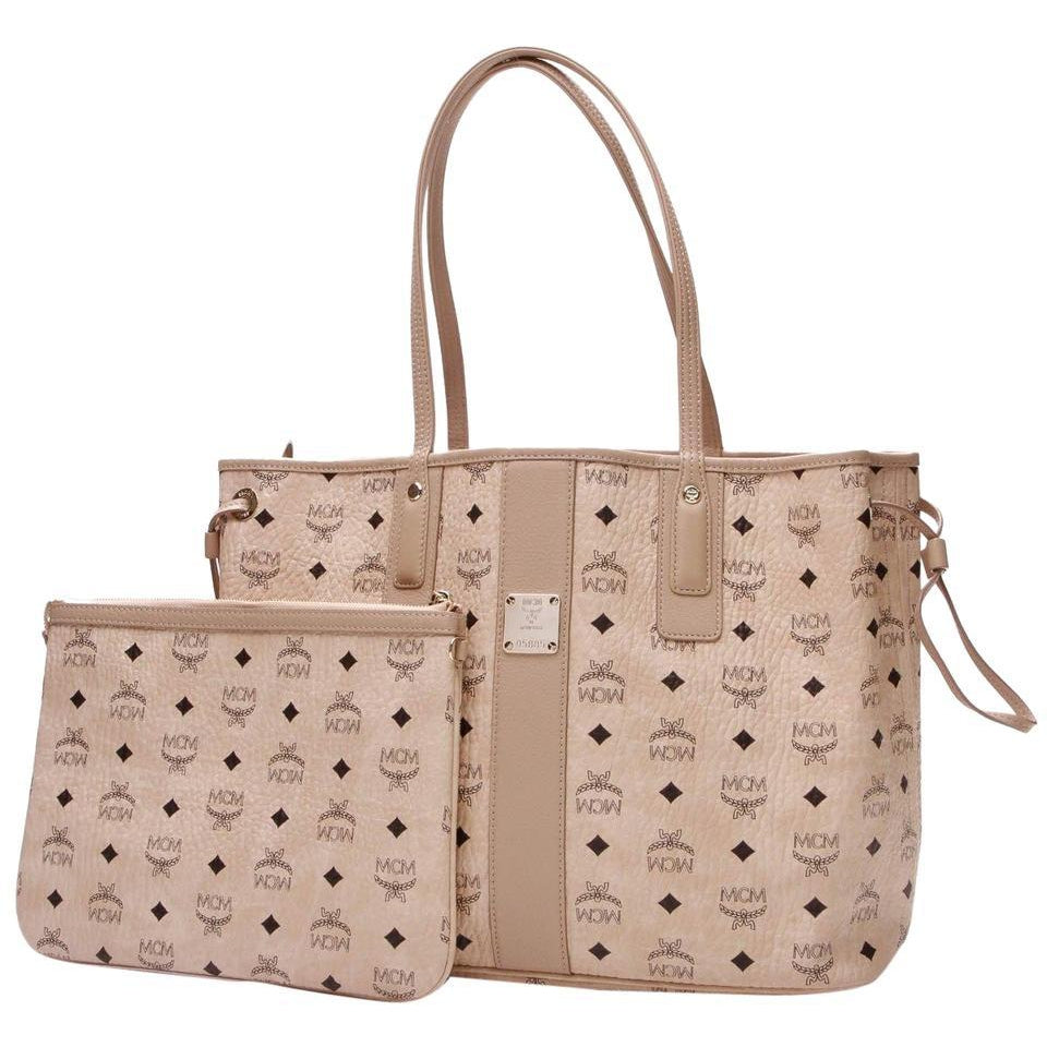 MCM Medium Liz Reversible Medium Tote Diamond Visetos Beige Shopper
