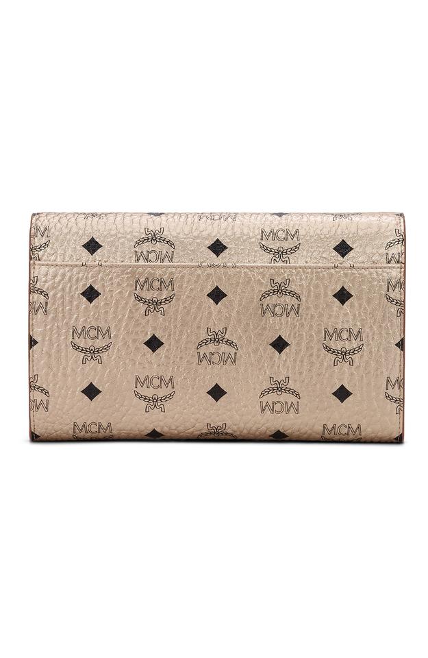 MCM Patricia Visetos Continental Wallet On A Chain Berlin Gold Leather Shoulder Bag