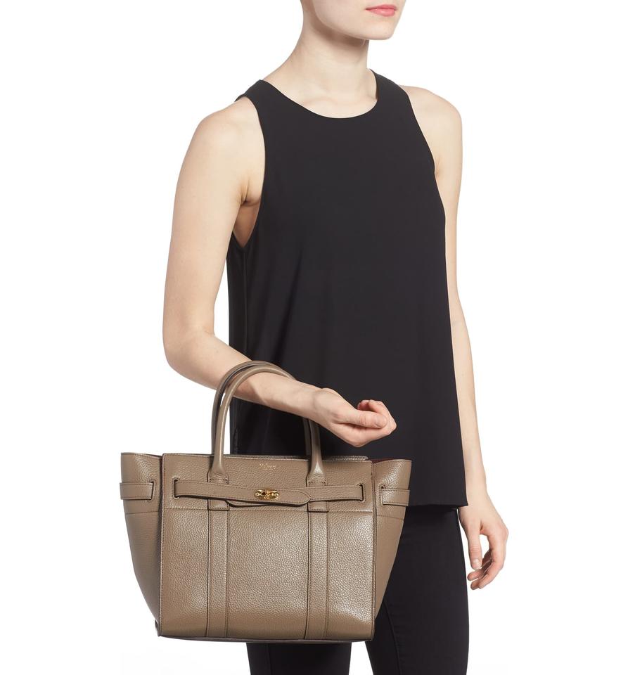 Mulberry Small Zip Bayswater Classic Tote Clay Grey Leather Shoulder Bag