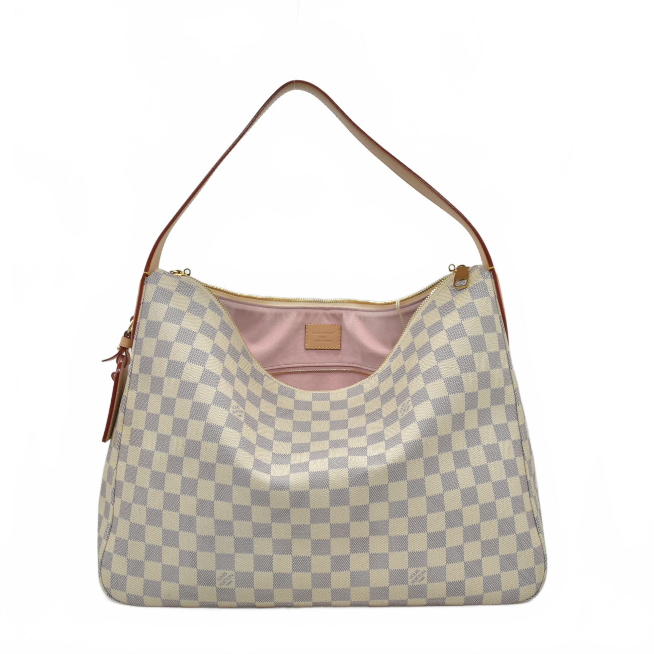$2740 Louis Vuitton Damier Azur Slouchy MM Rose Ballerine