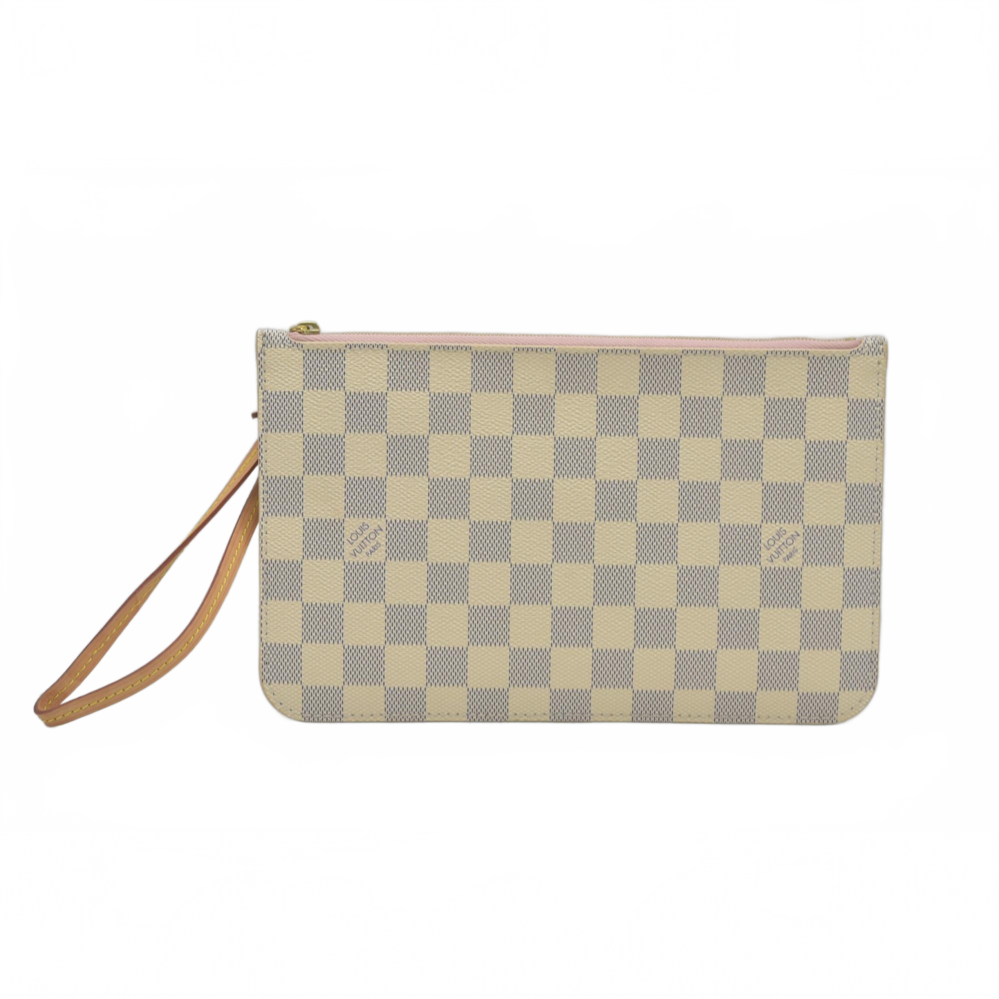 $600 Louis Vuitton Damier Azur Neverfull MM GM Pochette Rose Ballerine