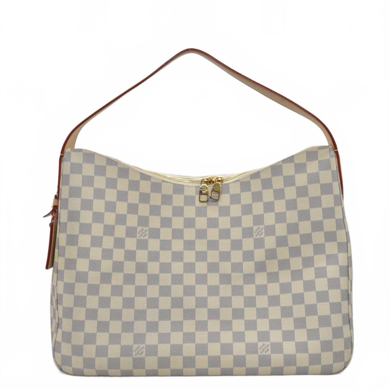 $2740 Louis Vuitton Damier Azur Slouchy MM Rose Ballerine
