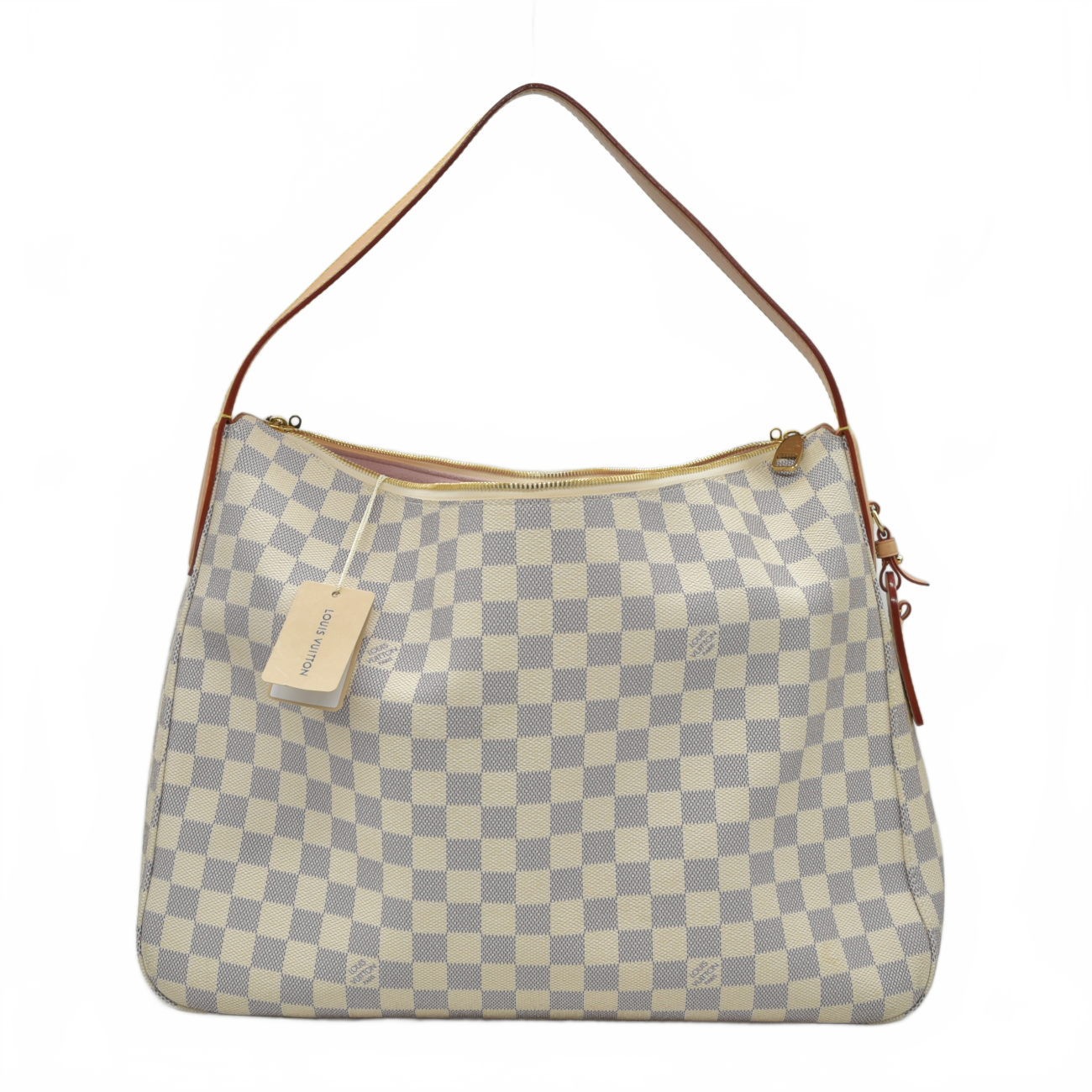 $2740 Louis Vuitton Damier Azur Slouchy MM Rose Ballerine