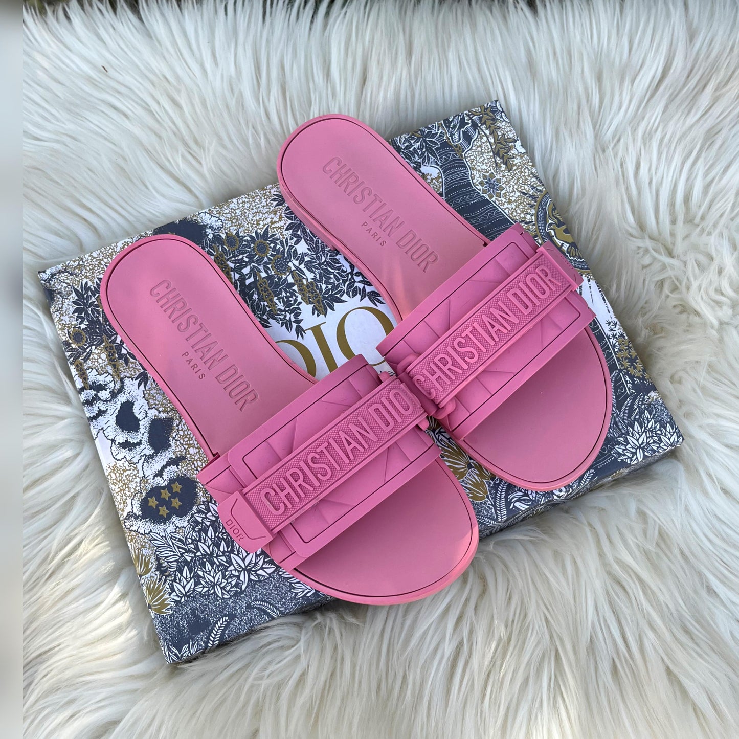 Christian Dior Flat Slippers – Women Bag Footwear Collection (Pink)