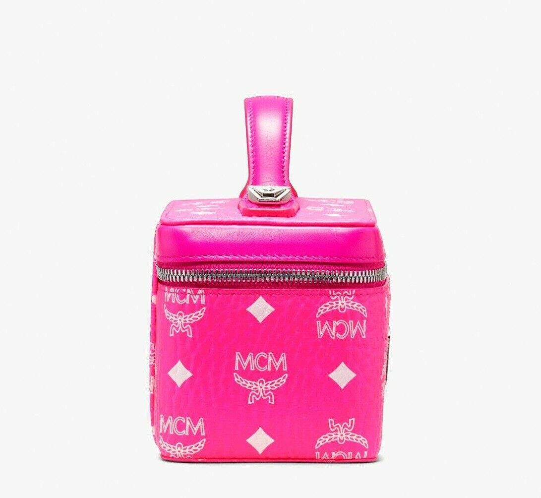 MCM Neon Pink Coated Canvas Rockstar Vanity Case Box Bag