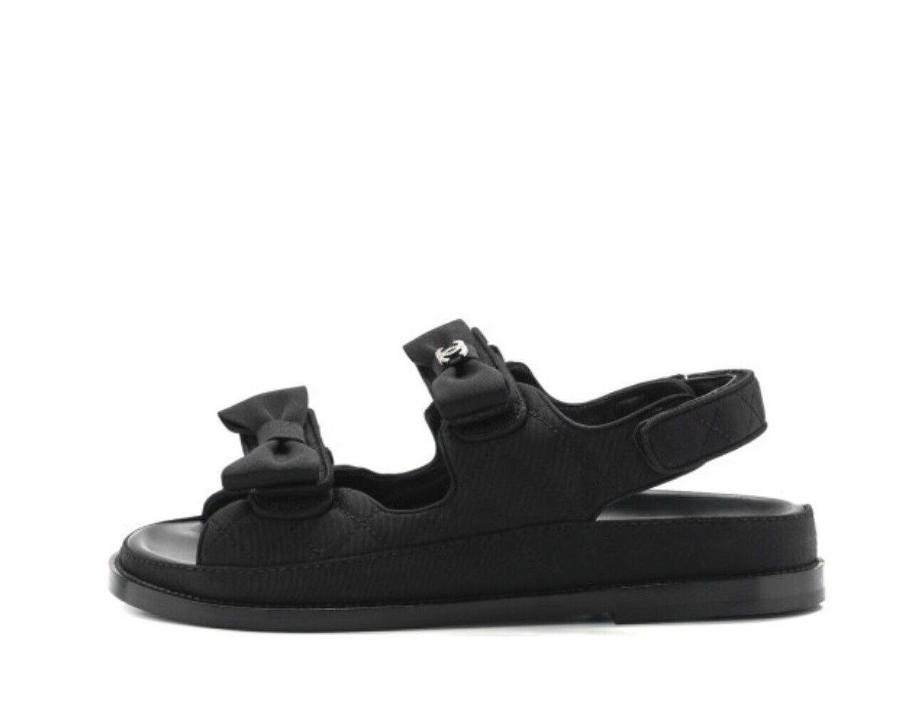 BNIB Chanel Dad Sandal CC Crystals In Black With Bows Size 38 - Limited