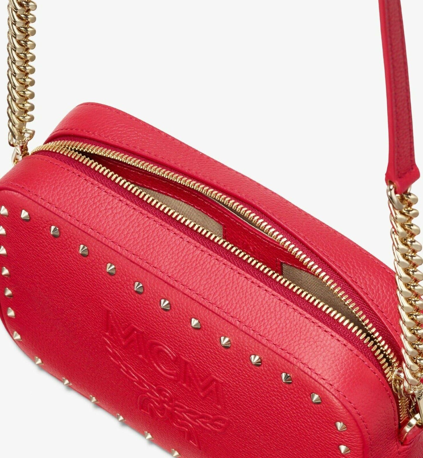 MCM Red Chanswell Camera Crossbody Bag Park Avenue Leather