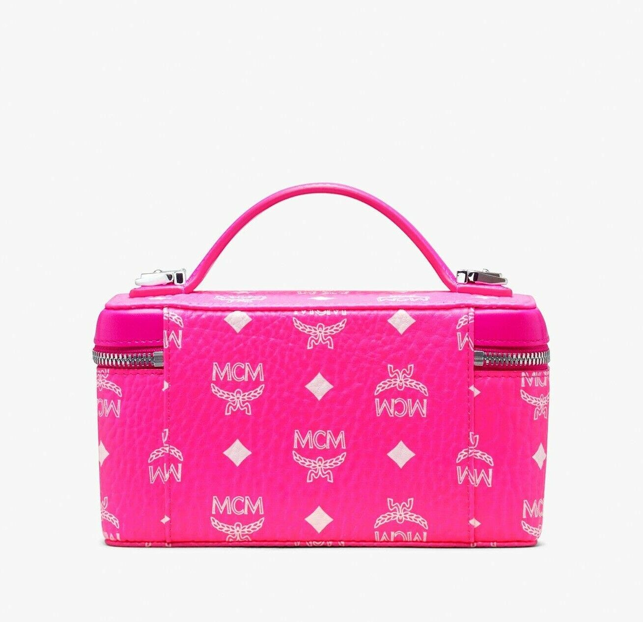 MCM Neon Pink Coated Canvas Rockstar Vanity Case Box Bag